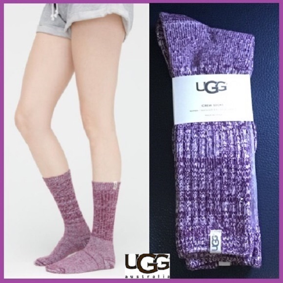 UGG Rib Knit Slouchy Crew Socks Purple Soft Boot - Picture 2 of 2